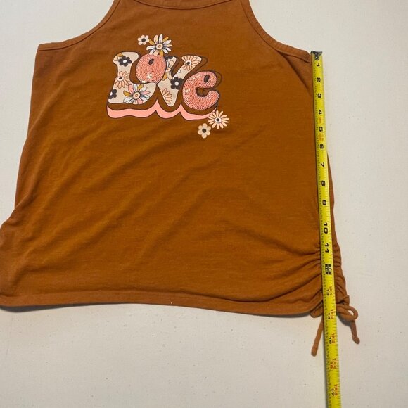 Wonder Nation Girls Love Graphic Rust Brown Tank Top  L 10-12 Plus - Picture 8 of 10